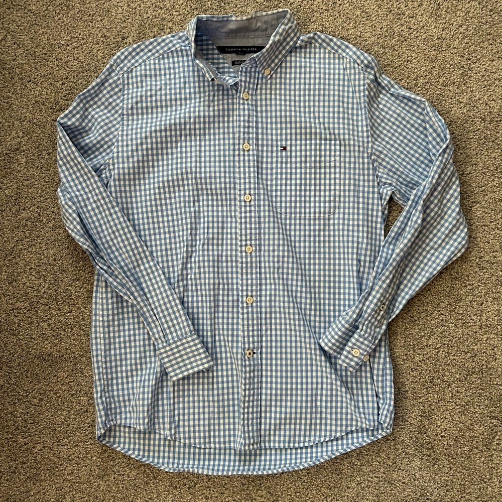 Men's Blue Tommy Hilfiger Checkered Shirt